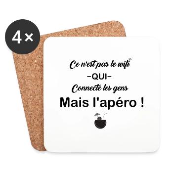 ce n est pas le wifi mais l'apéro, phrases drôles - Dessous de verre (lot de 4) - blanc - Devant