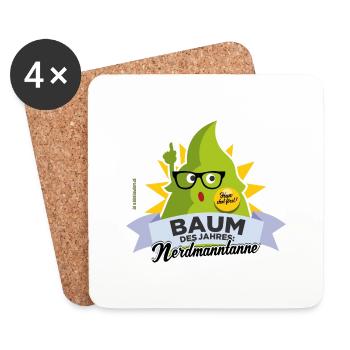 Nerdmanntanne Geek T-Shirt Design - Untersetzer (4er-Set) - Weiß - Vorne