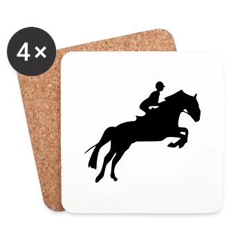pferd reiten reiterin silhouette - Untersetzer (4er-Set) - Weiß - Vorne