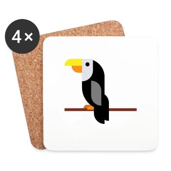 Toucan on branch - Coasters (set of 4) - white - Front