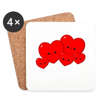 Hearts - family - Coasters (set of 4) - white - Front