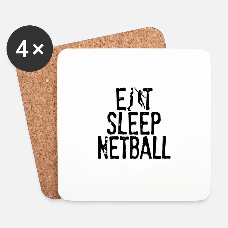 Mangia Netball del sonno - Sottobicchieri (set da 4 pezzi) - bianco