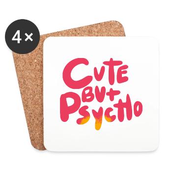 Süß, aber Psycho - Untersetzer (4er-Set) - Weiß - Vorne