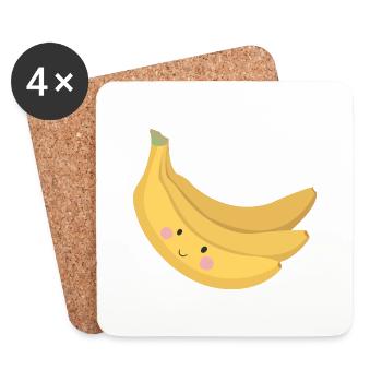 banane - Dessous de verre (lot de 4) - blanc - Devant