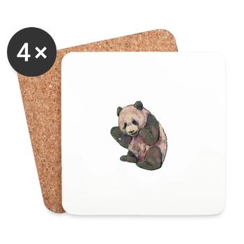 Giant Panda Panda Bear Eating Watercolour Art - Coasters (set of 4) - white - Front