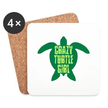 Crazy Turtle Girl - Coasters (set of 4) - white - Front