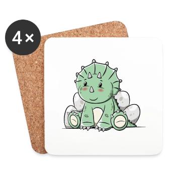 Dinosaur Triceratops - Coasters (set of 4) - white - Front