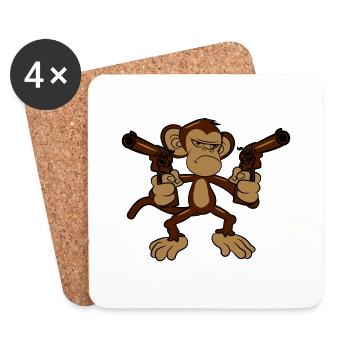 monkey pistols weapons - Coasters (set of 4) - white - Front