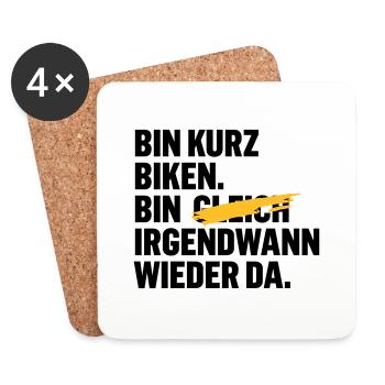 Bin kurz biken. Bin gleich wieder da. - Untersetzer (4er-Set) - Weiß - Vorne