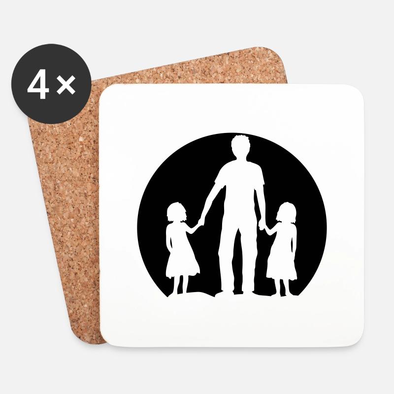 Logo Vater Töchter - Untersetzer (4er-Set) - Weiß