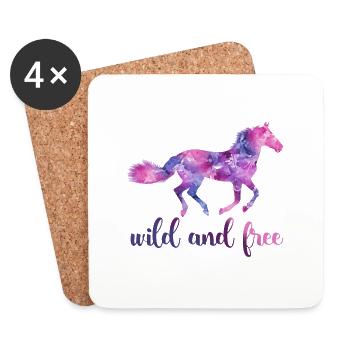 Sauvage et libre - cheval, cheval - Dessous de verre (lot de 4) - blanc - Devant