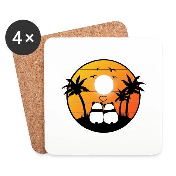 Couple de panda doux sous les palmiers - Dessous de verre (lot de 4) - blanc - Devant
