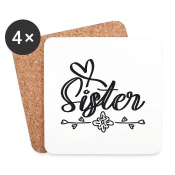 Tolle Schwester - Untersetzer (4er-Set) - Weiß - Vorne