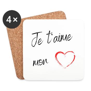 Je t aime mon coeur - Dessous de verre (lot de 4) - blanc - Devant
