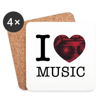 I Love Music - Untersetzer (4er-Set) - Weiß - Vorne