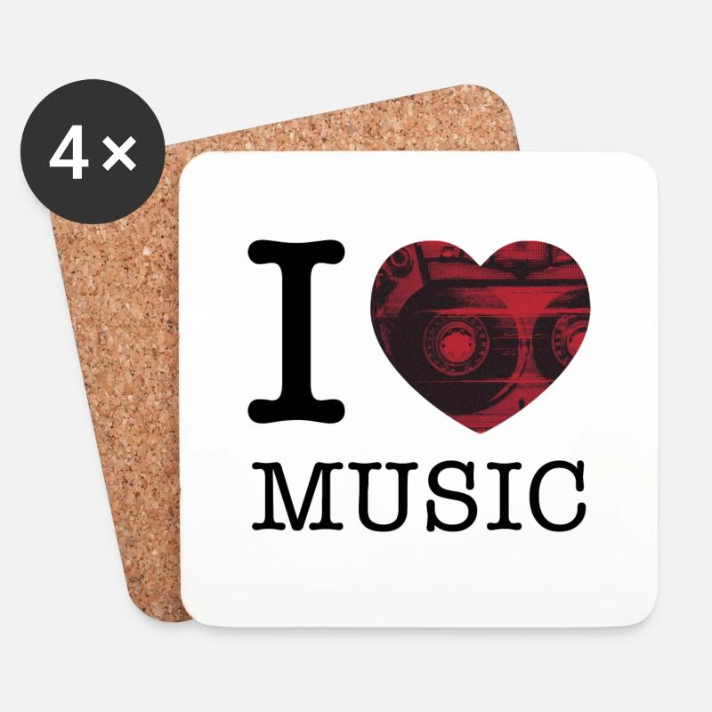 I Love Music - Untersetzer (4er-Set) - Weiß