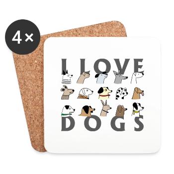 I love dogs - Untersetzer (4er-Set) - Weiß - Vorne