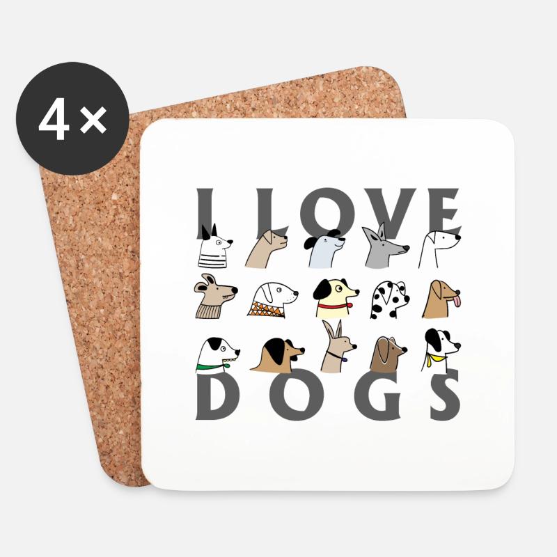 I love dogs - Untersetzer (4er-Set) - Weiß