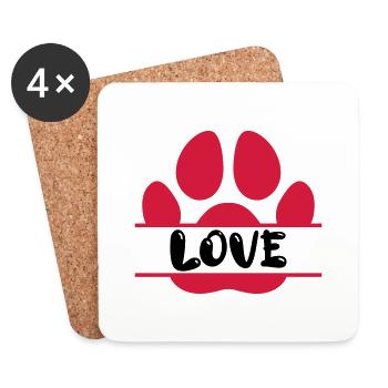 Dogs Paws Imprint Love Vector Design - Coasters (set of 4) - white - Front