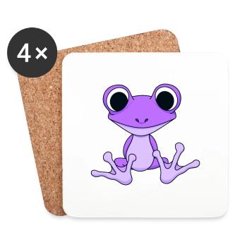 frog with huge eyes,frog,eye - Coasters (set of 4) - white - Front