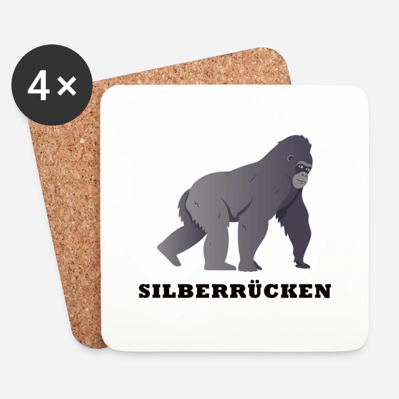 Silberrücken | Gorilla - Untersetzer (4er-Set) - Weiß