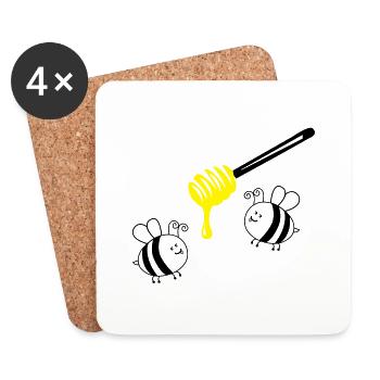 honey bees 2 - Coasters (set of 4) - white - Front