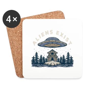 Alien Exist - Untersetzer (4er-Set) - Weiß - Vorne