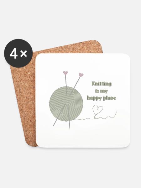 Stricken ist mein glücklicher Ort - Untersetzer (4er-Set) - Weiß