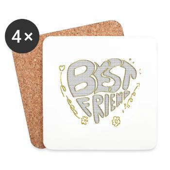 Meilleurs ami - Dessous de verre (lot de 4) - blanc - Devant