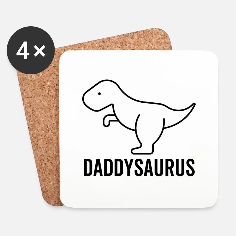 Daddysaurus - Untersetzer (4er-Set) - Weiß