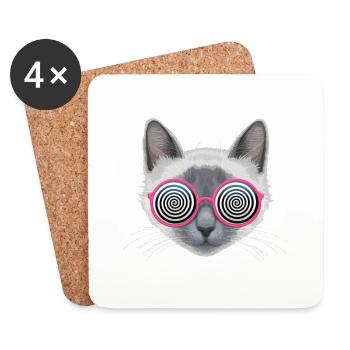 Hypnotic Cat - Coasters (set of 4) - white - Front