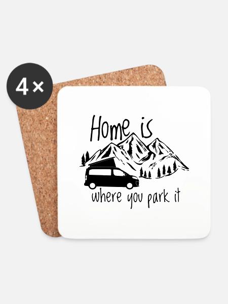 Home is where you park it - Untersetzer (4er-Set) - Weiß