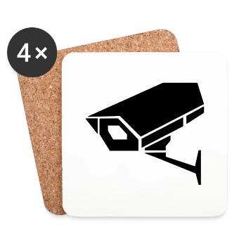 Caméra de surveillance - Dessous de verre (lot de 4) - blanc - Devant