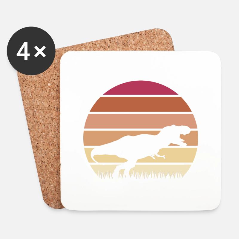 Dinosaurier personalisiert - Untersetzer (4er-Set) - Weiß