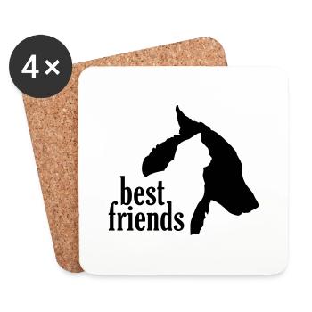 Hund Katze beste Freunde Freundschaft Silhouette - Untersetzer (4er-Set) - Weiß - Vorne