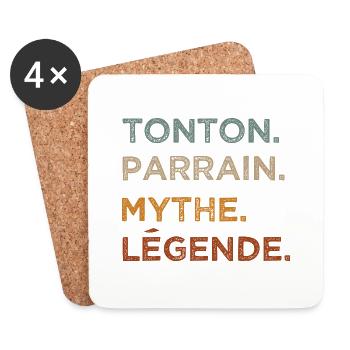 Tonton L'homme Le mythe La légende Oncle Cadeau - Dessous de verre (lot de 4) - blanc - Devant