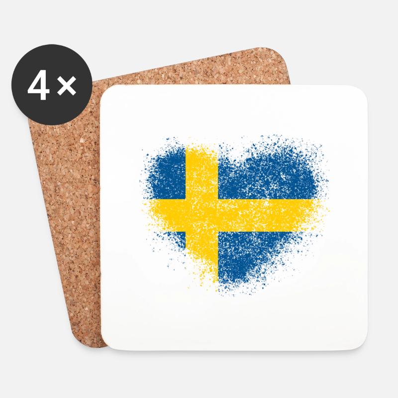 Schweden - Untersetzer (4er-Set) - Weiß
