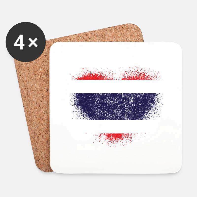 Thailand - Untersetzer (4er-Set) - Weiß