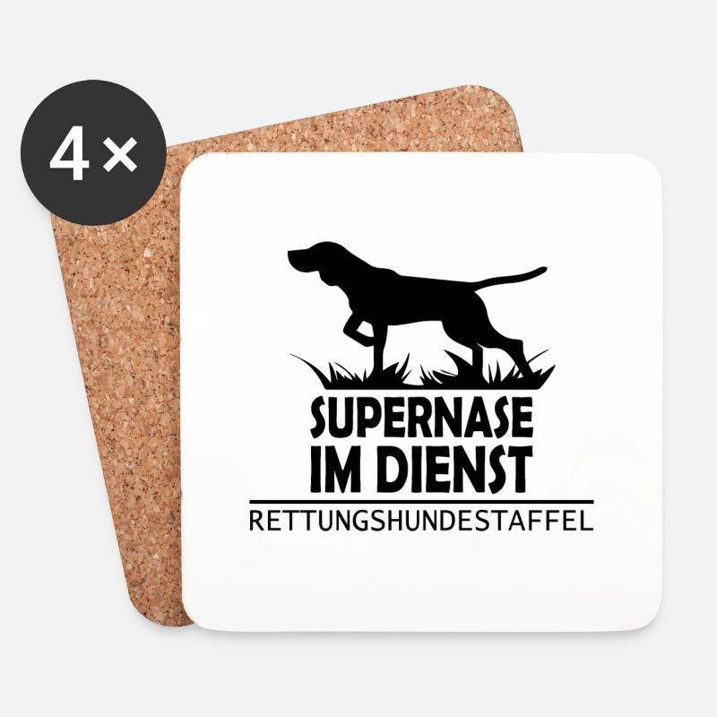 Supernase im dienst Geschenk Mantrailing Suchhund - Untersetzer (4er-Set) - Weiß