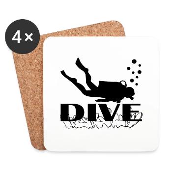 Diving Dive tauchen - Untersetzer (4er-Set) - Weiß - Vorne