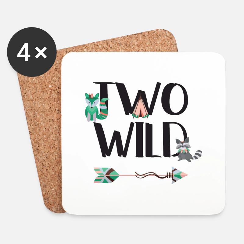 Two Wild 2.Geburtstag 2 Jahre - Untersetzer (4er-Set) - Weiß