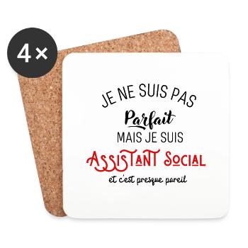 Pas parfait mais assistant social - Dessous de verre (lot de 4) - blanc - Devant