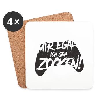 mir egal ich geh zocken, gamer, computer, fun - Untersetzer (4er-Set) - Weiß - Vorne