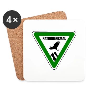 Naturdenkmal, Schild, Natur, Urgestein, Natur - Untersetzer (4er-Set) - Weiß - Vorne