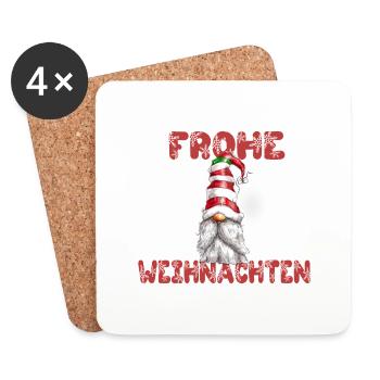 Wichtel Figur Frohe Weihnachten Weihnachtswichtel - Untersetzer (4er-Set) - Weiß - Vorne