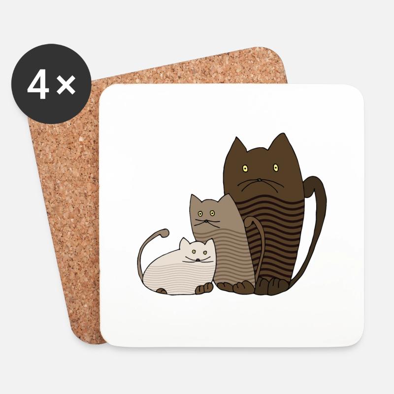 Katzen - Untersetzer (4er-Set) - Weiß