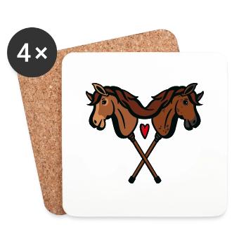 Hobby horsing amour hobby cheval hobby horse - Dessous de verre (lot de 4) - blanc - Devant