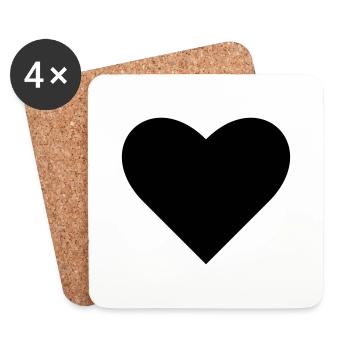 Black Heart - Untersetzer (4er-Set) - Weiß - Vorne