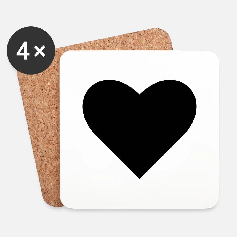 Black Heart - Untersetzer (4er-Set) - Weiß