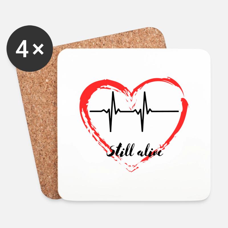 Herzschlag Herz Leben still alive Puls Herz Liebe - Untersetzer (4er-Set) - Weiß